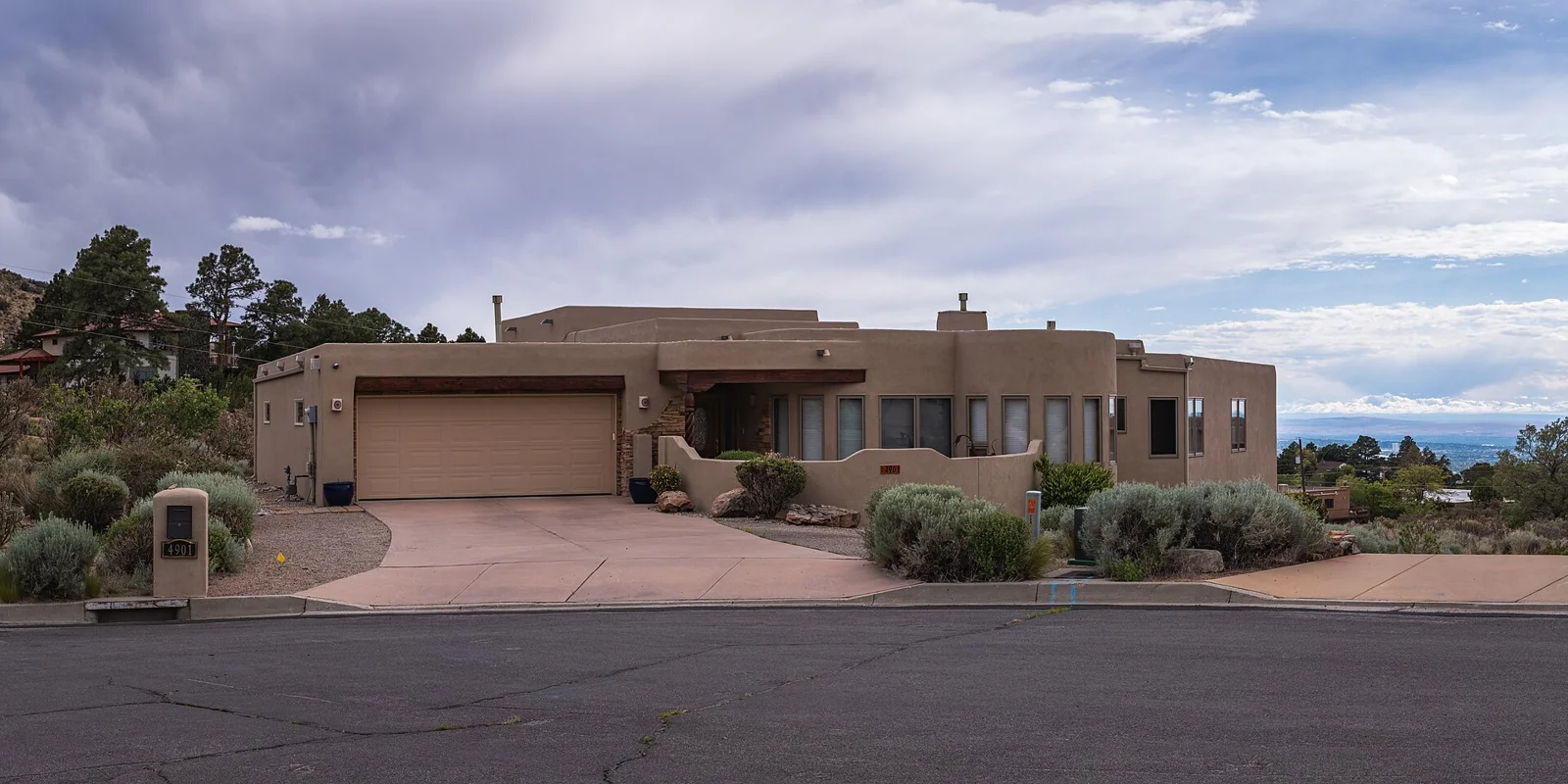 Exterior view of residential architecture in New Mexico